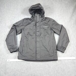 Eddie Bauer Rain Jacket Mens S Black Weatheredge Hooded Full Zip D1851289